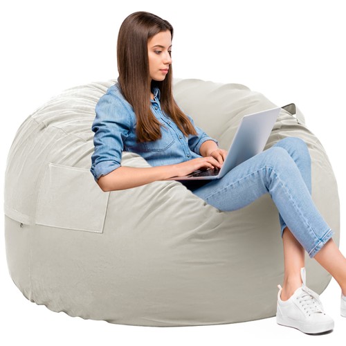 Gray bean bag - bean, chair